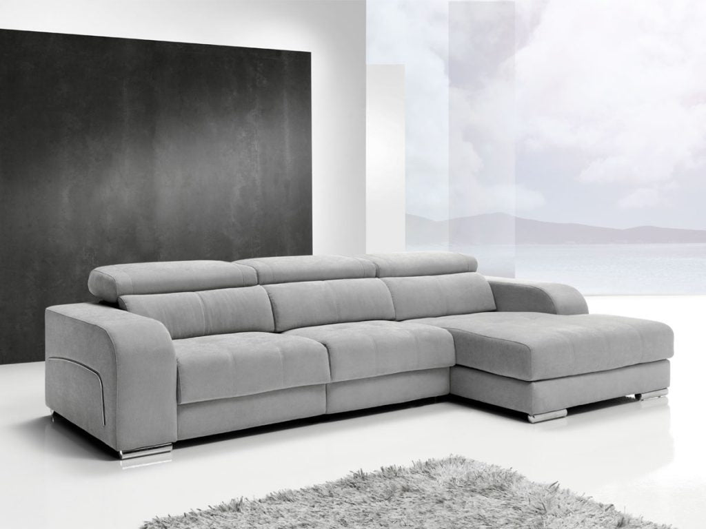 Chaiselongue de diseño modelo DEKOR con relax en tela antimanchas Crevin