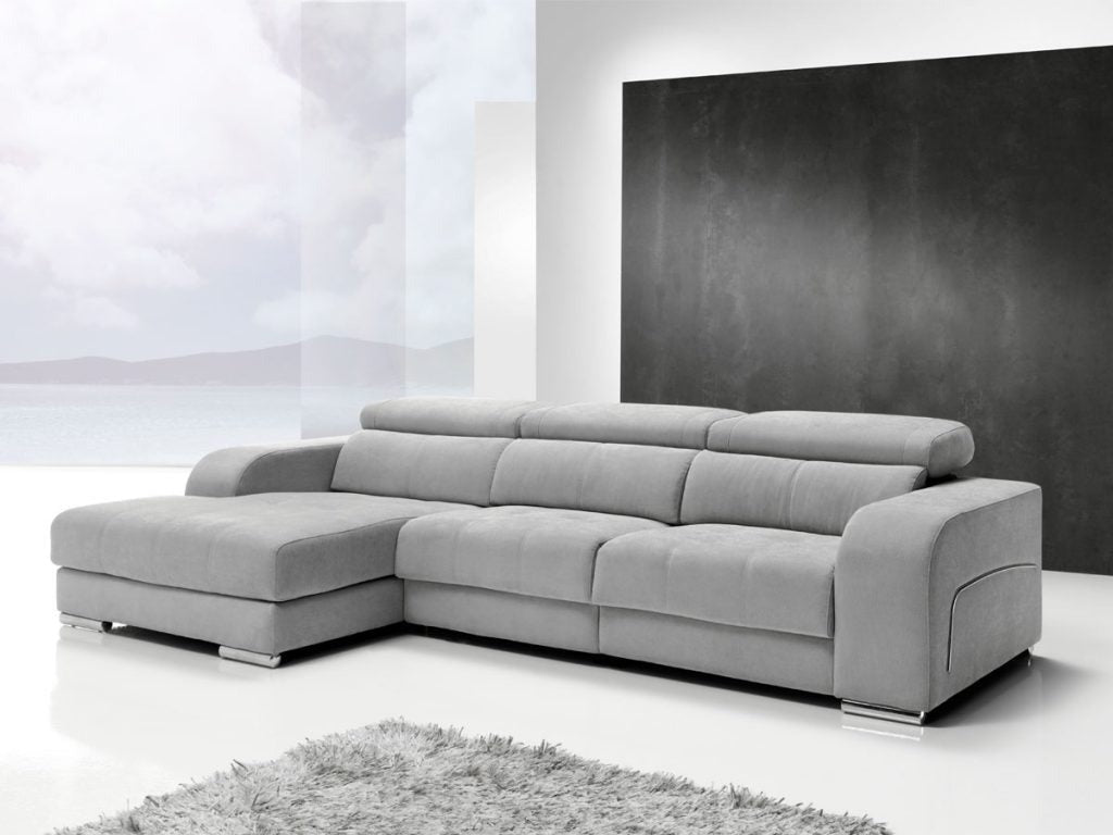 Chaiselongue de diseño modelo DEKOR con relax en tela antimanchas Crevin