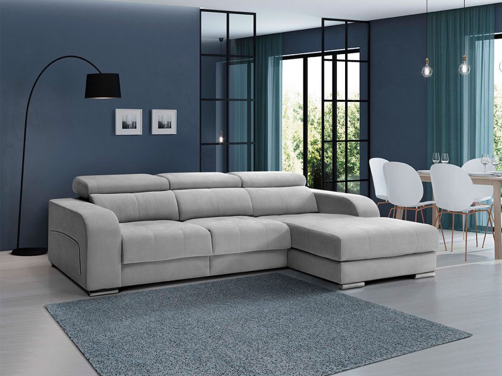 Chaiselongue de diseño modelo DEKOR con relax en tela antimanchas Crevin