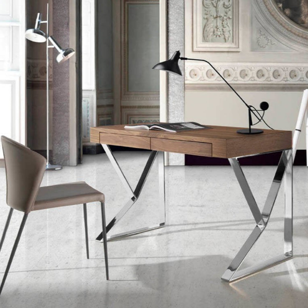 Escritorio Madera Chapada Nogal con Cajones Colección Elegance