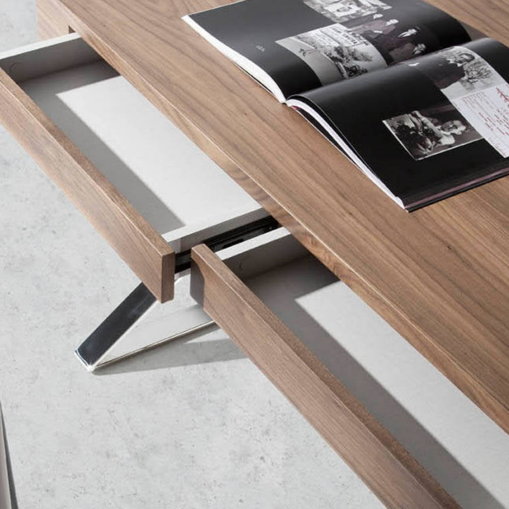 Escritorio Madera Chapada Nogal con Cajones Colección Elegance