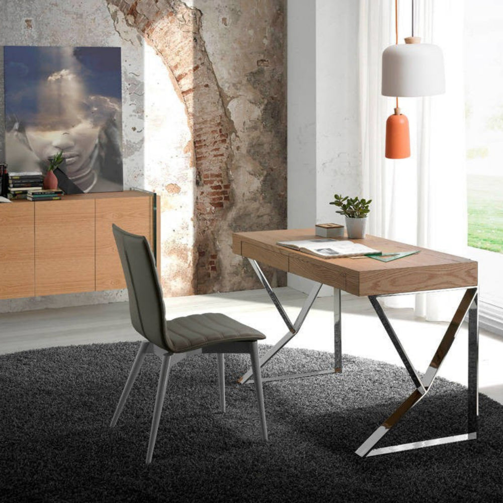 Escritorio Madera Chapada Nogal con Cajones Colección Elegance