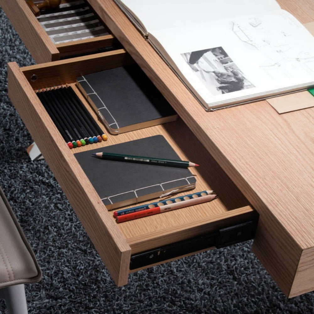 Escritorio Madera Chapada Nogal con Cajones Colección Elegance