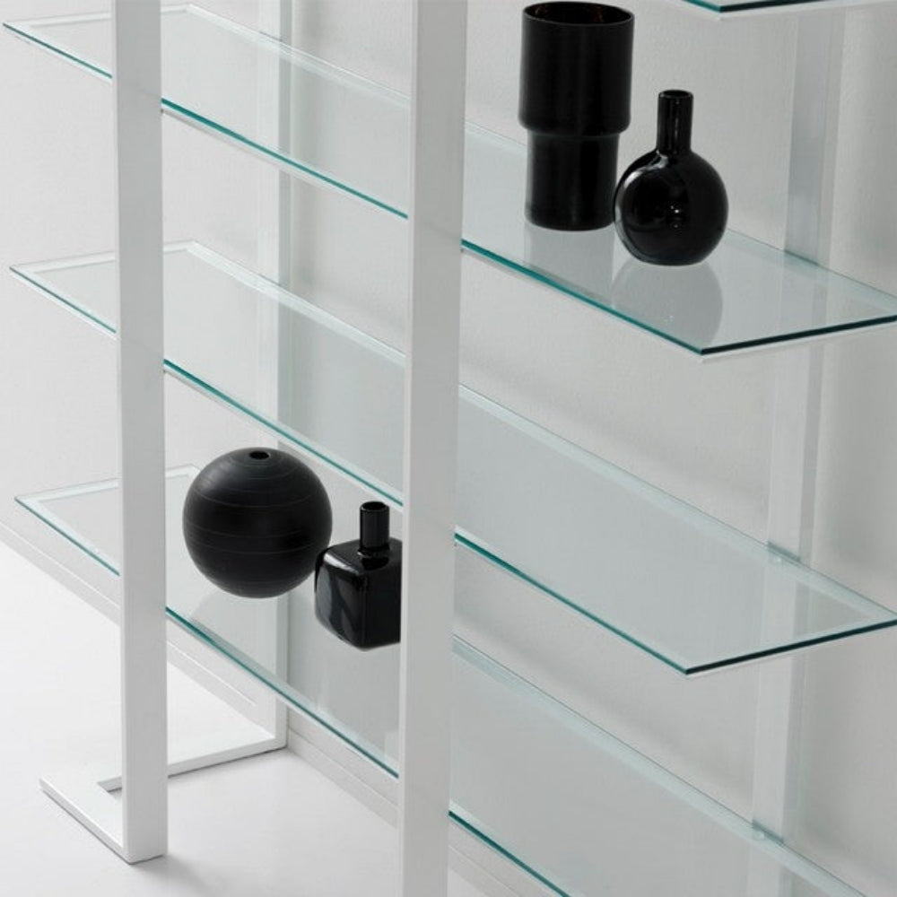 Estantería Acero Blanco y Cristal