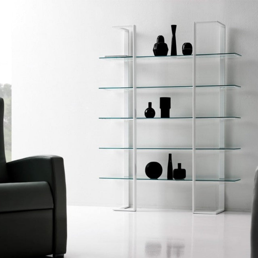 Estantería Acero Blanco y Cristal