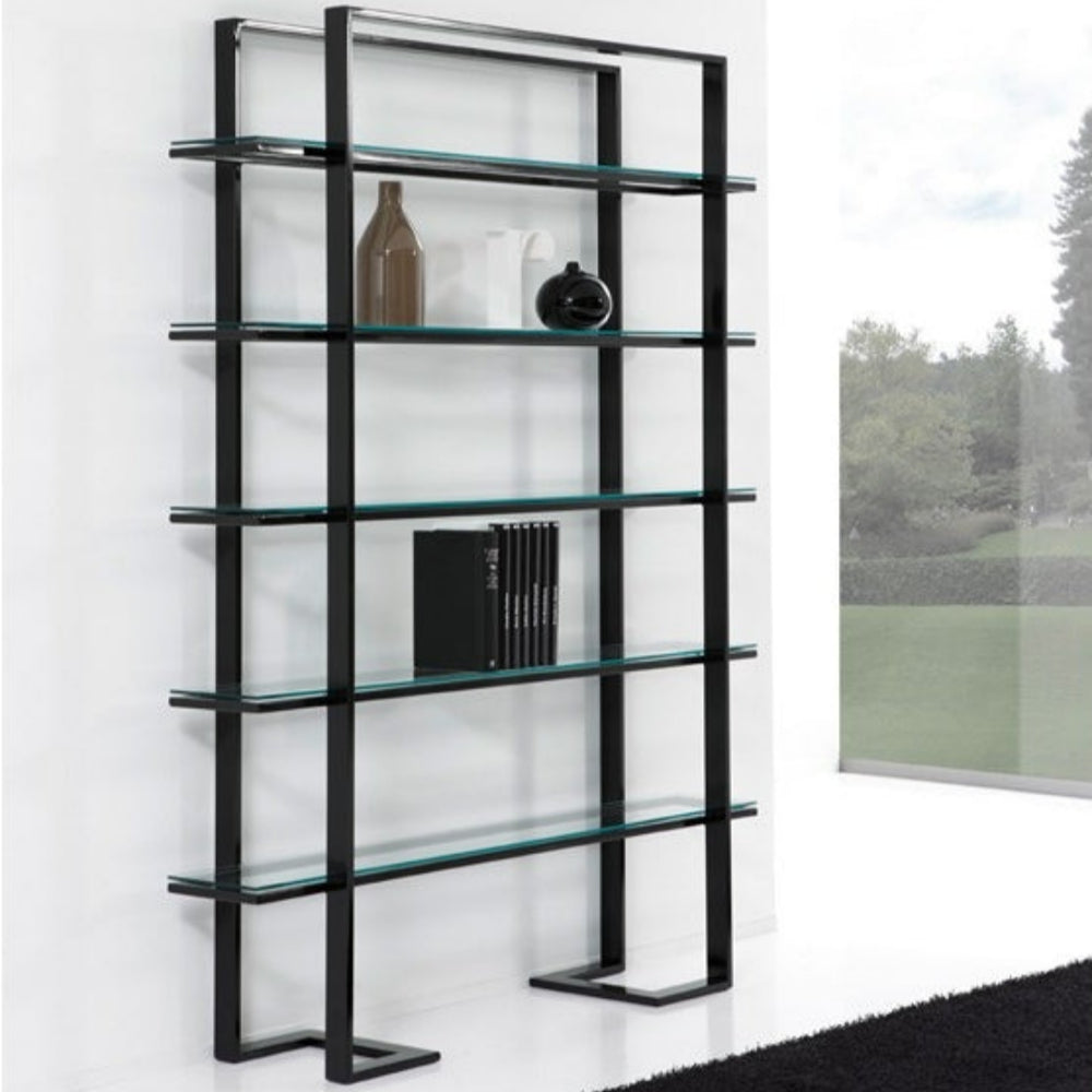 Estantería Acero Negro y Cristal