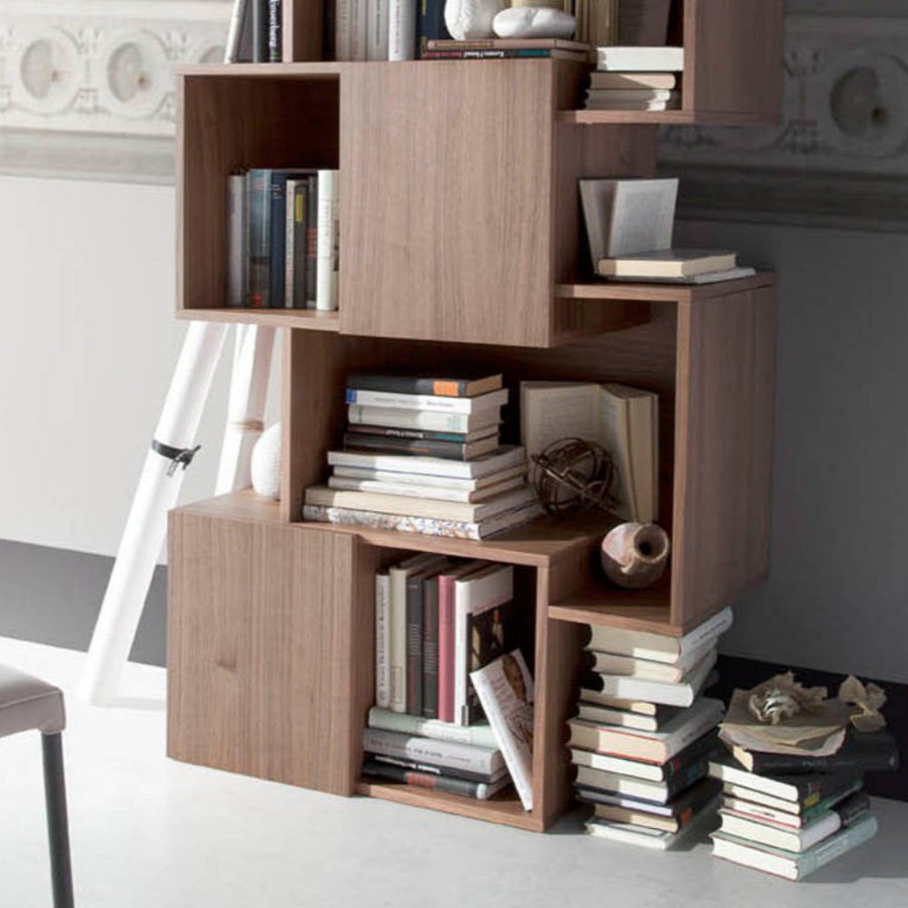 Estantería Madera Chapada Nogal 185cm Colección Elegance