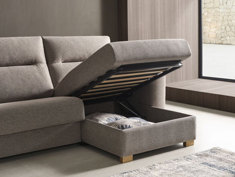 Sofá con chaiselongue cama modelo FARO con sistema de apertura Italiano