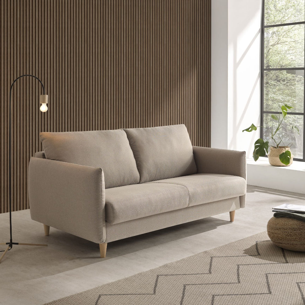 Sofá con cama modelo MINIMAL Pata de Madera sistema Italiano