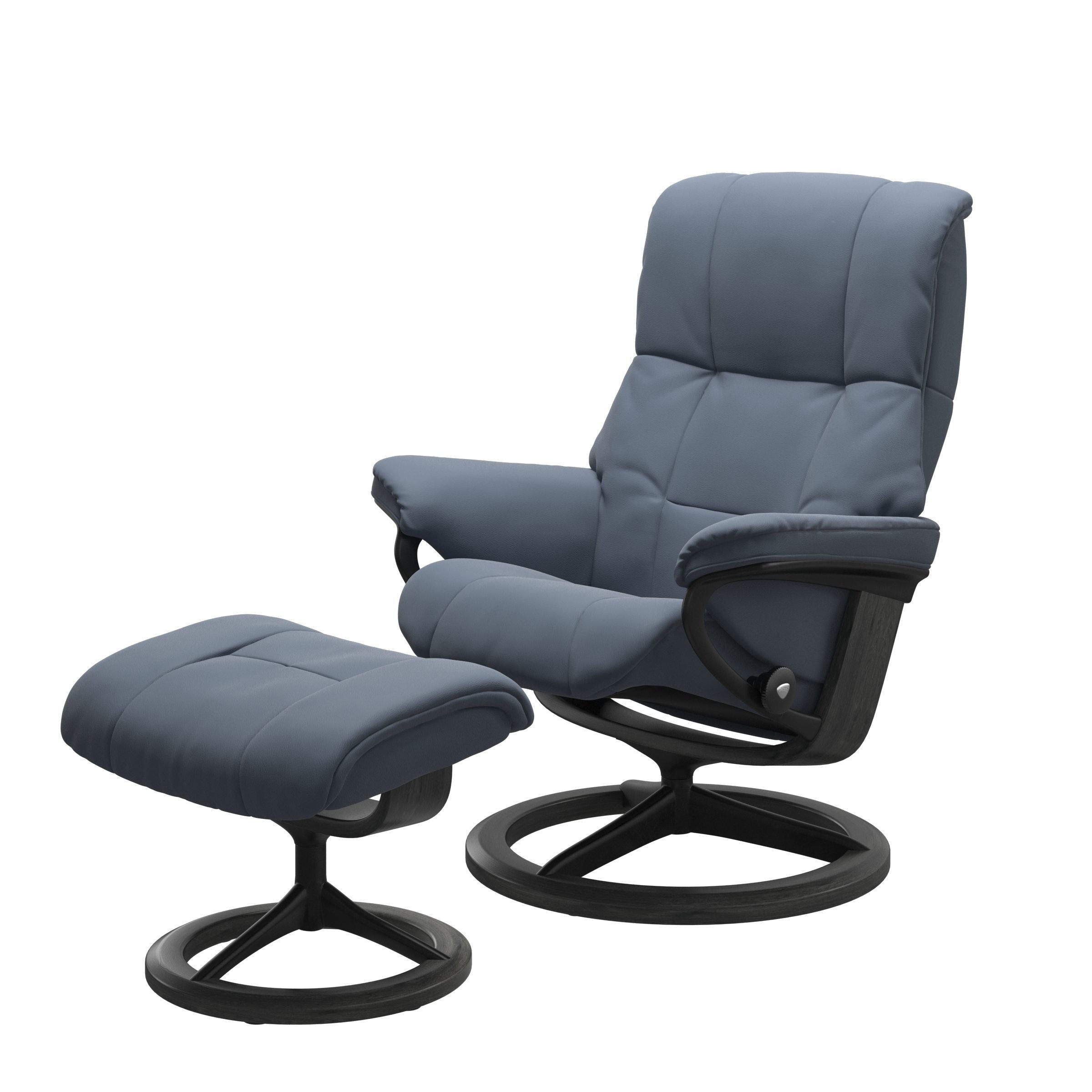 STRESSLESS modelo MAYFAIR con pie Signature en piel Paloma Sparrow Blue