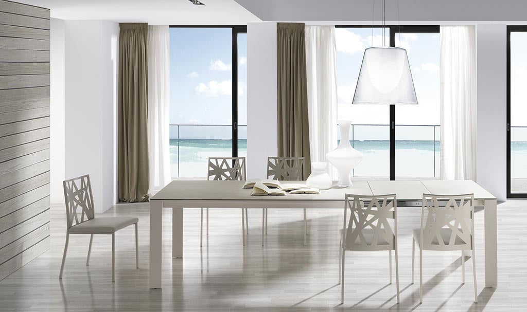 Mesa Comedor Fija o Extensible Color Hydra con Tapa Cerámica
