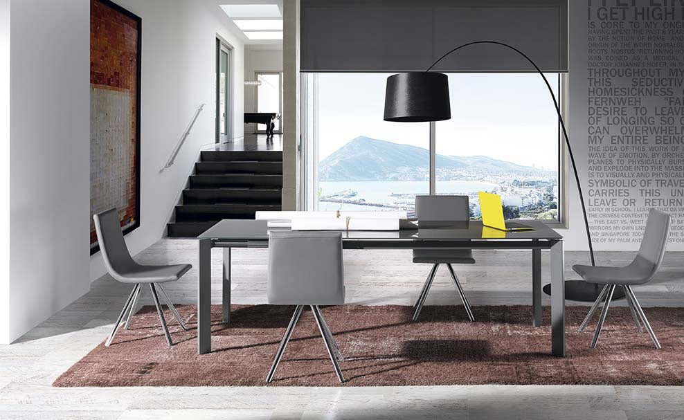 Mesa Comedor Fija o Extensible Vidrio Color Piedra
