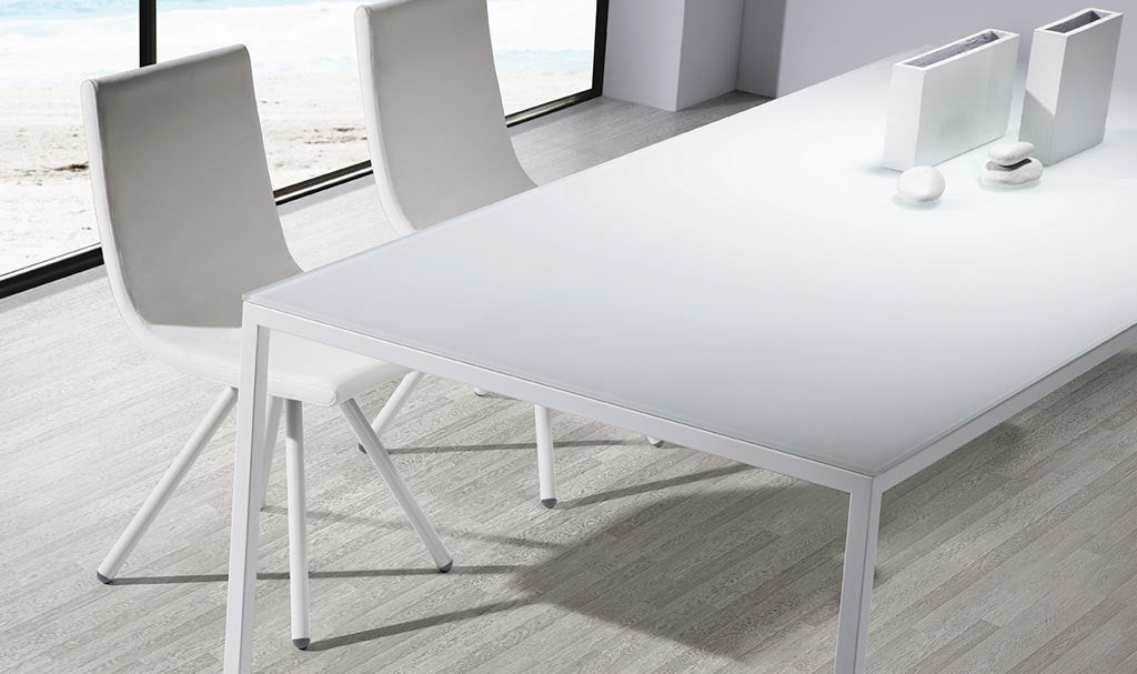Mesa Comedor Fija Tapa Vidrio Natural