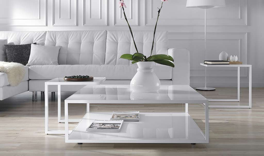 IDMarket - Tavolino Da Salotto ALICIA Con Base A X In Effetto Massello: Design Moderno, Piano In Legno E Gambe Bianche. Dimensioni 100x60x45 Cm, Facile Da Montare.