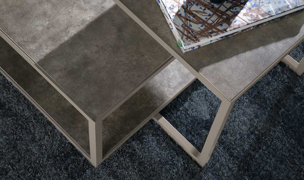 Mesa de Centro y Auxiliar con Tapa de Cerámica