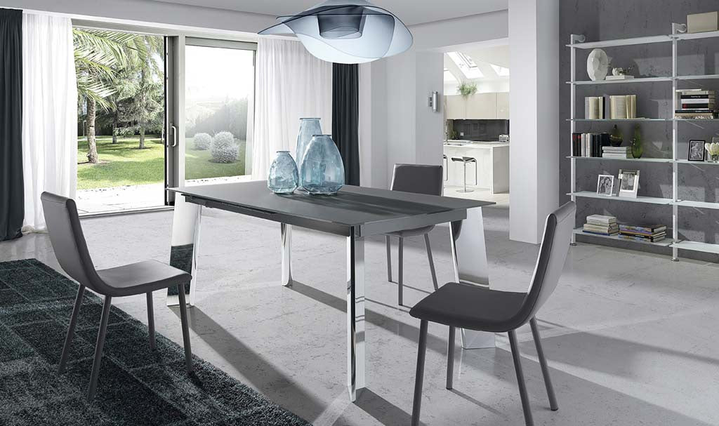 Mesa Comedor Fija o Extensible con pata cromada