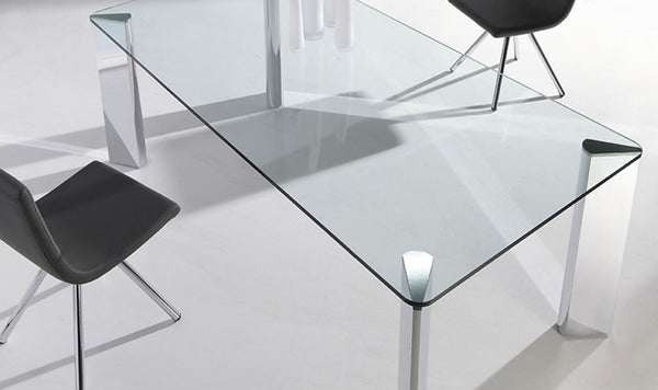 Mesa Comedor Fija o Extensible modelo GLASS0009 con pata cromada – SIDIVANI