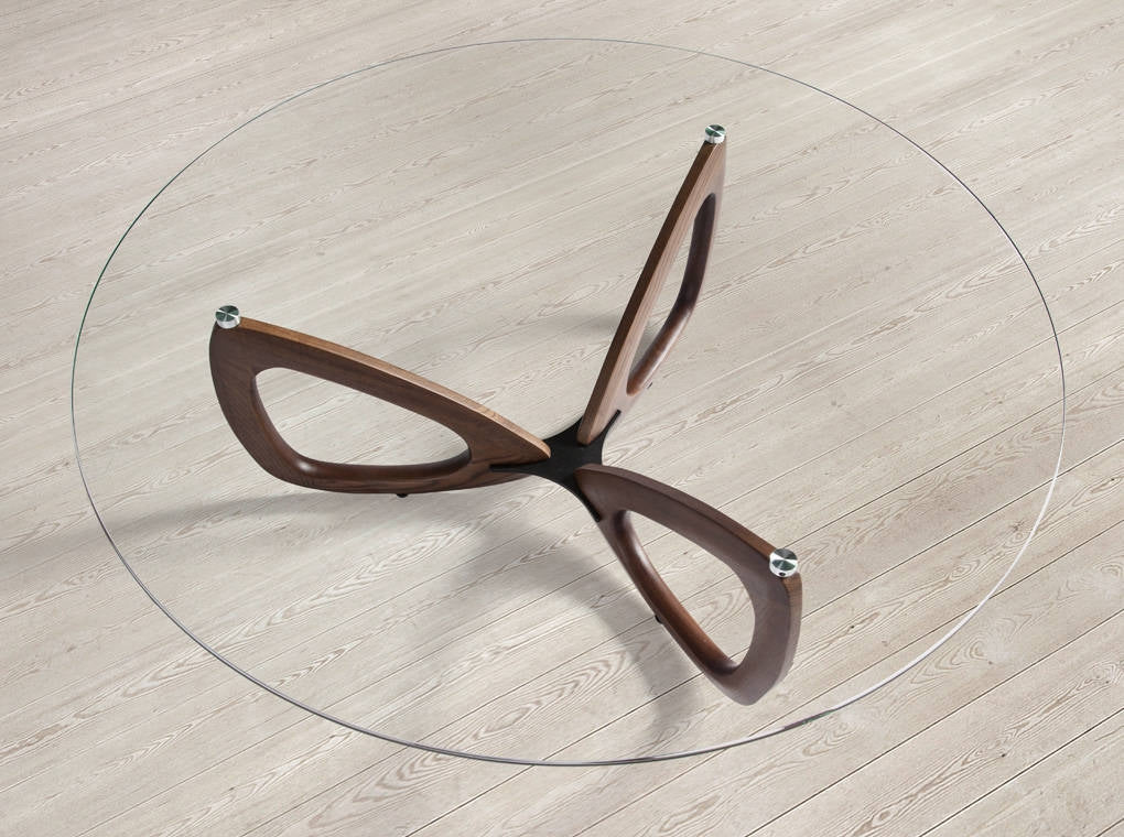 Mesa Centro Madera Maciza Tapa Cristal Colección Elegance