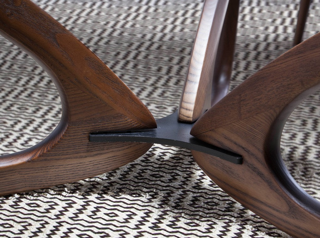 Mesa Centro Madera Maciza Tapa Cristal Colección Elegance
