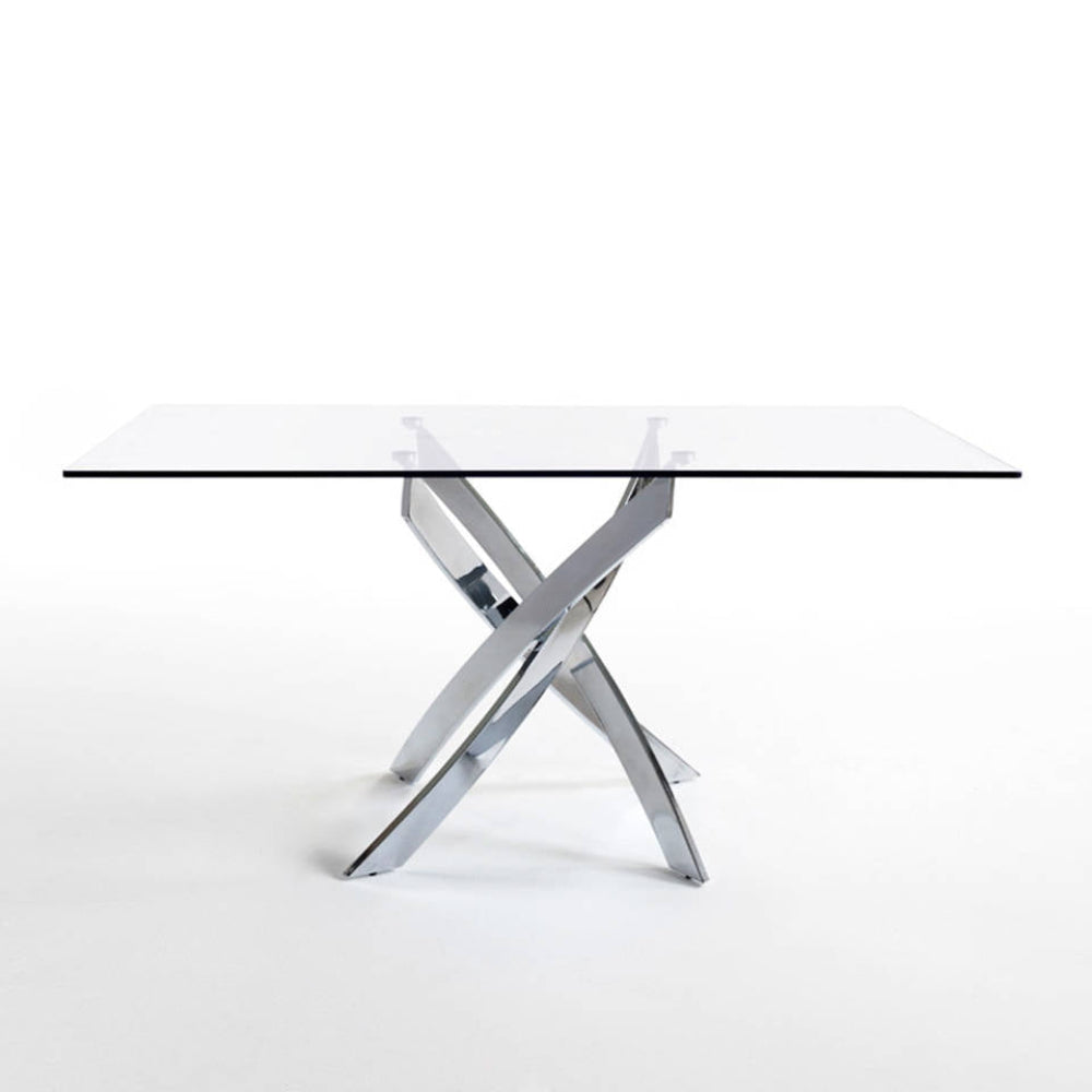 Mesa de comedor con base de acero inoxidable modelo ELEF2133 Sidivani, vista 1