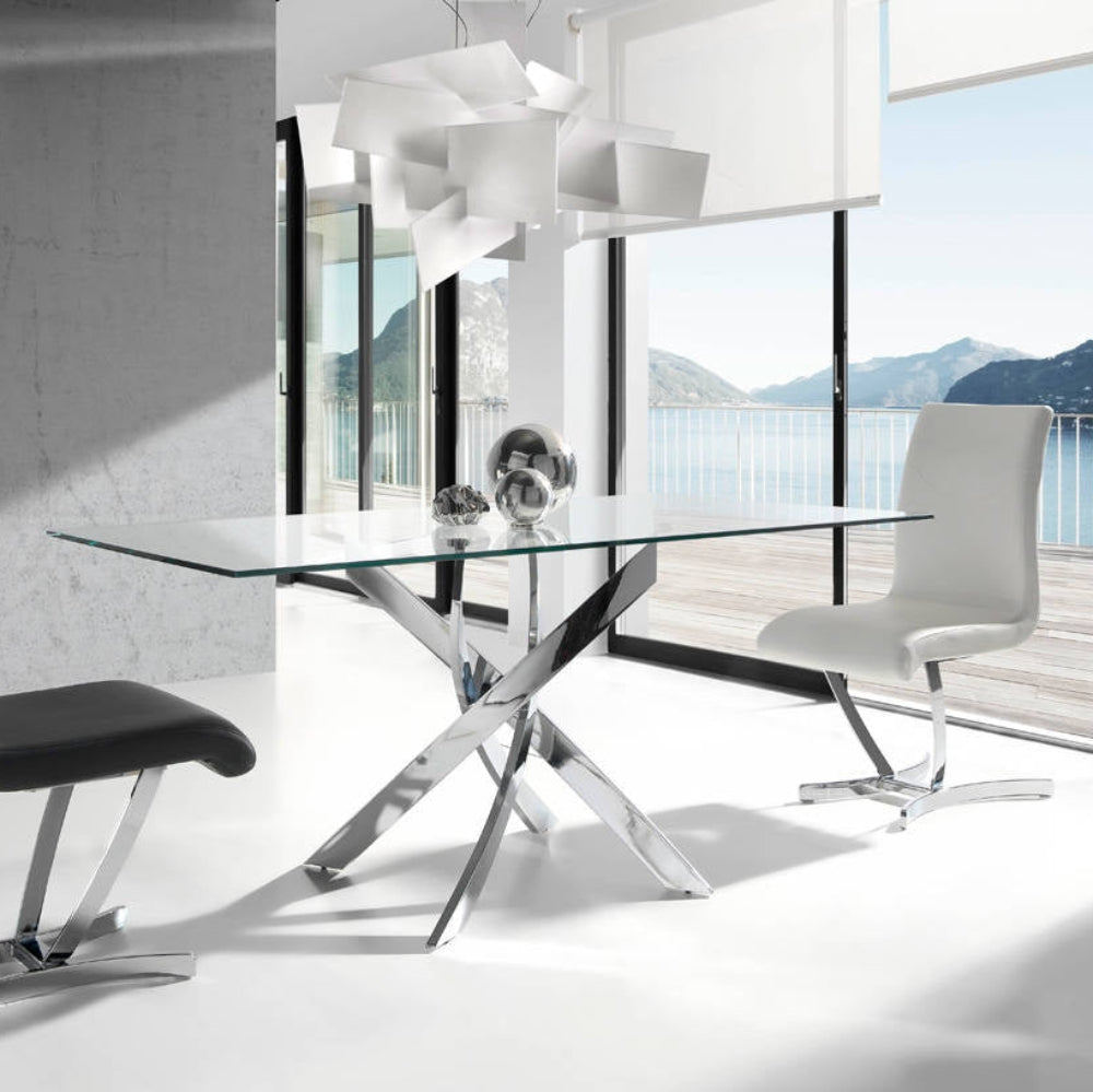 Mesa de comedor con base de acero inoxidable modelo ELEF2133 Sidivani, vista 2