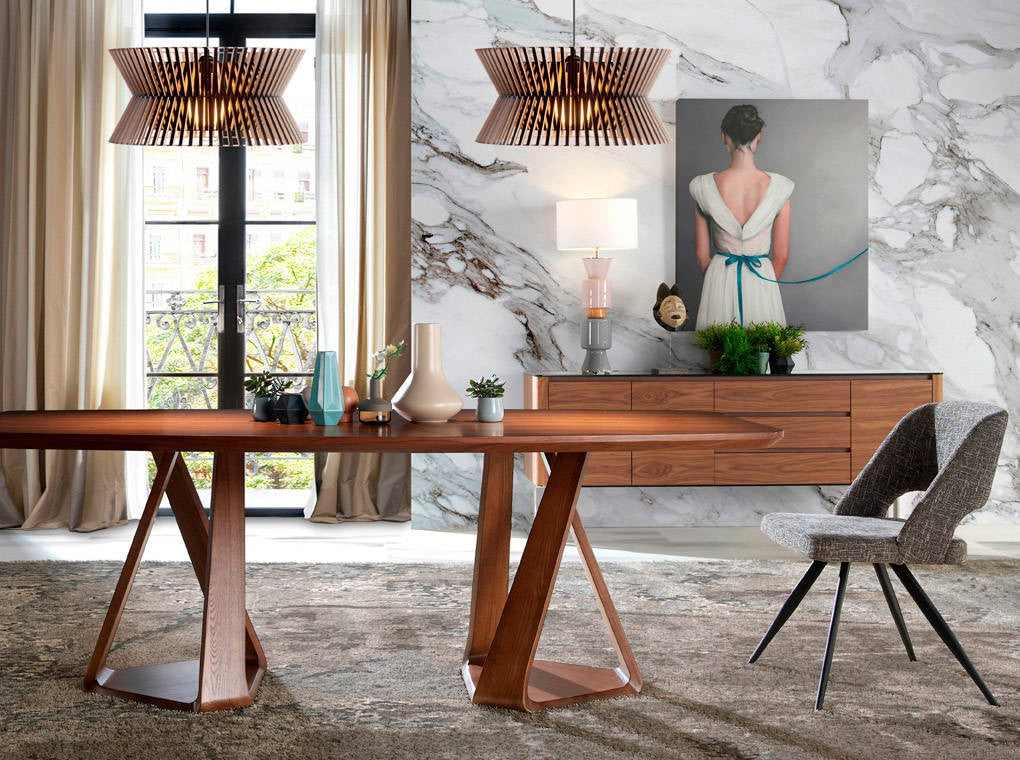 Mesa Comedor Doble Base Colección Elegance