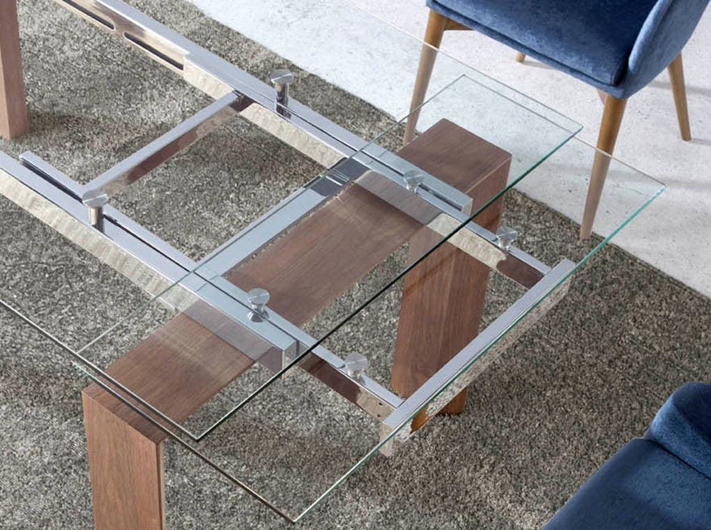 Mesa comedor Extensible Tapa Cristal Templado Colección Elegance
