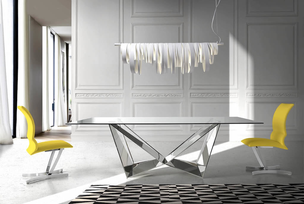 Mesa comedor Tapa Cristal Colección Elegance