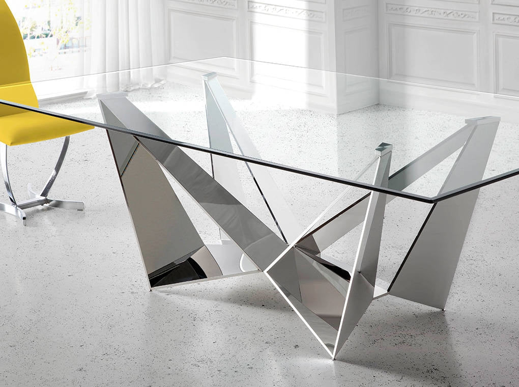 Mesa comedor Tapa Cristal Colección Elegance