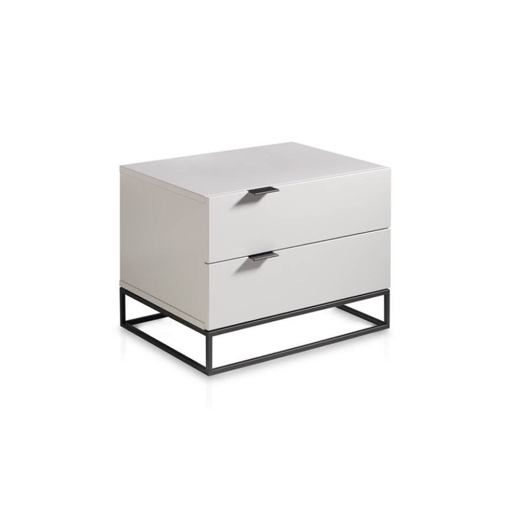 Mesita de Noche Lacada Patas Acero Negro Colección Elegance