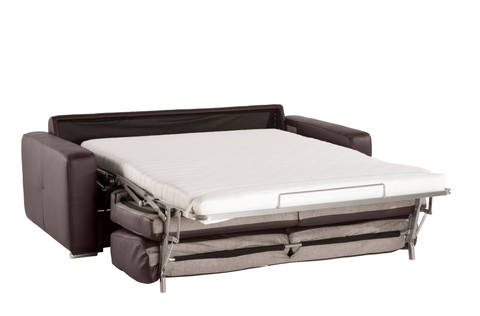 Sofá cama de diseño modelo SPASSIO en piel Moka