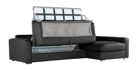 Chaiselongue con cama modelo SPASSIO en piel Negra