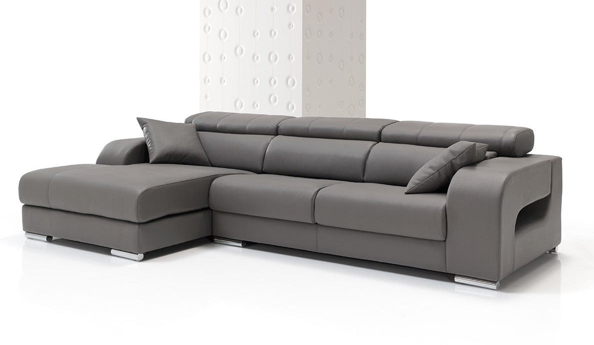 Chaiselongue de diseño modelo RIGEL en piel color Mouse