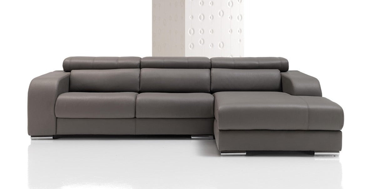 Chaiselongue de diseño modelo RIGEL en piel color Mouse