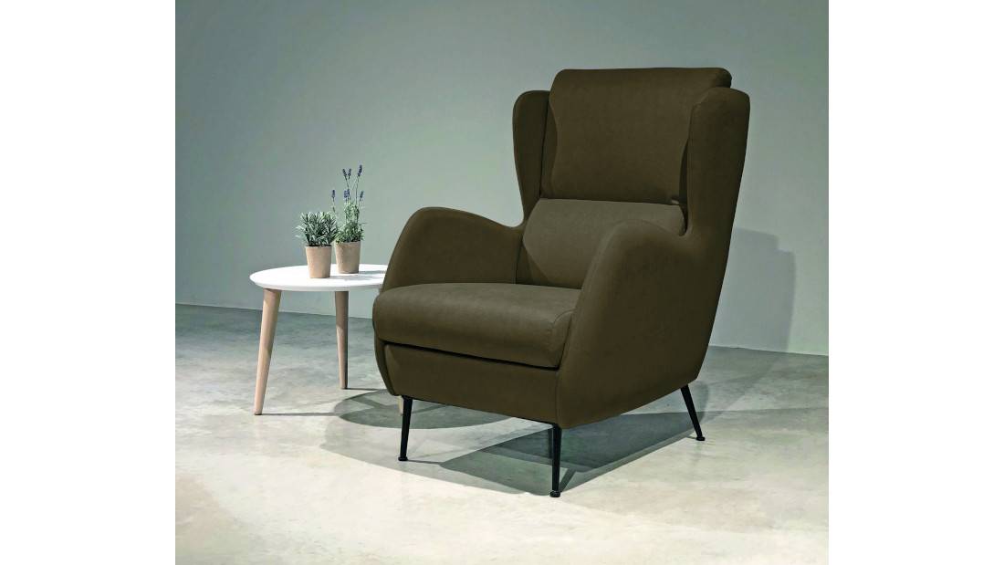 Butaca orejero de diseño  modelo ROCK tejido verde oliva