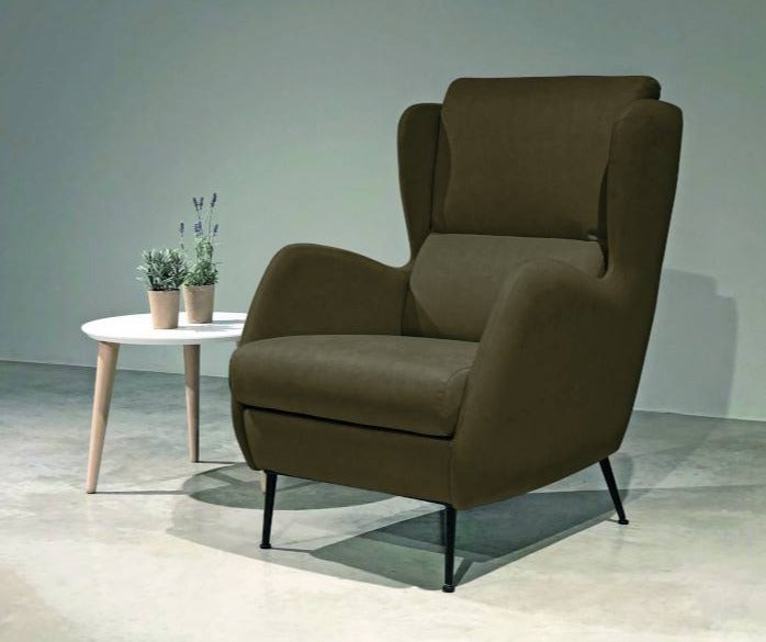 Butaca orejero de diseño modelo ROCK tejido verde oliva