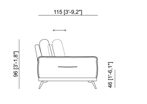 Sofá de diseño con fondo regulable modelo  COPENHAGEN tapizado Aqua Clean