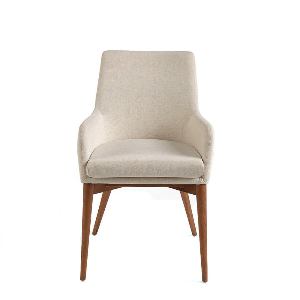 Silla tapizada modelo ELEDC627-ARM con patas de nogal y brazos Sidivani
