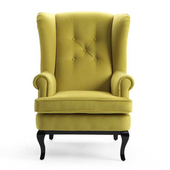 sillon orejero clasico tela terciopelo con capitone