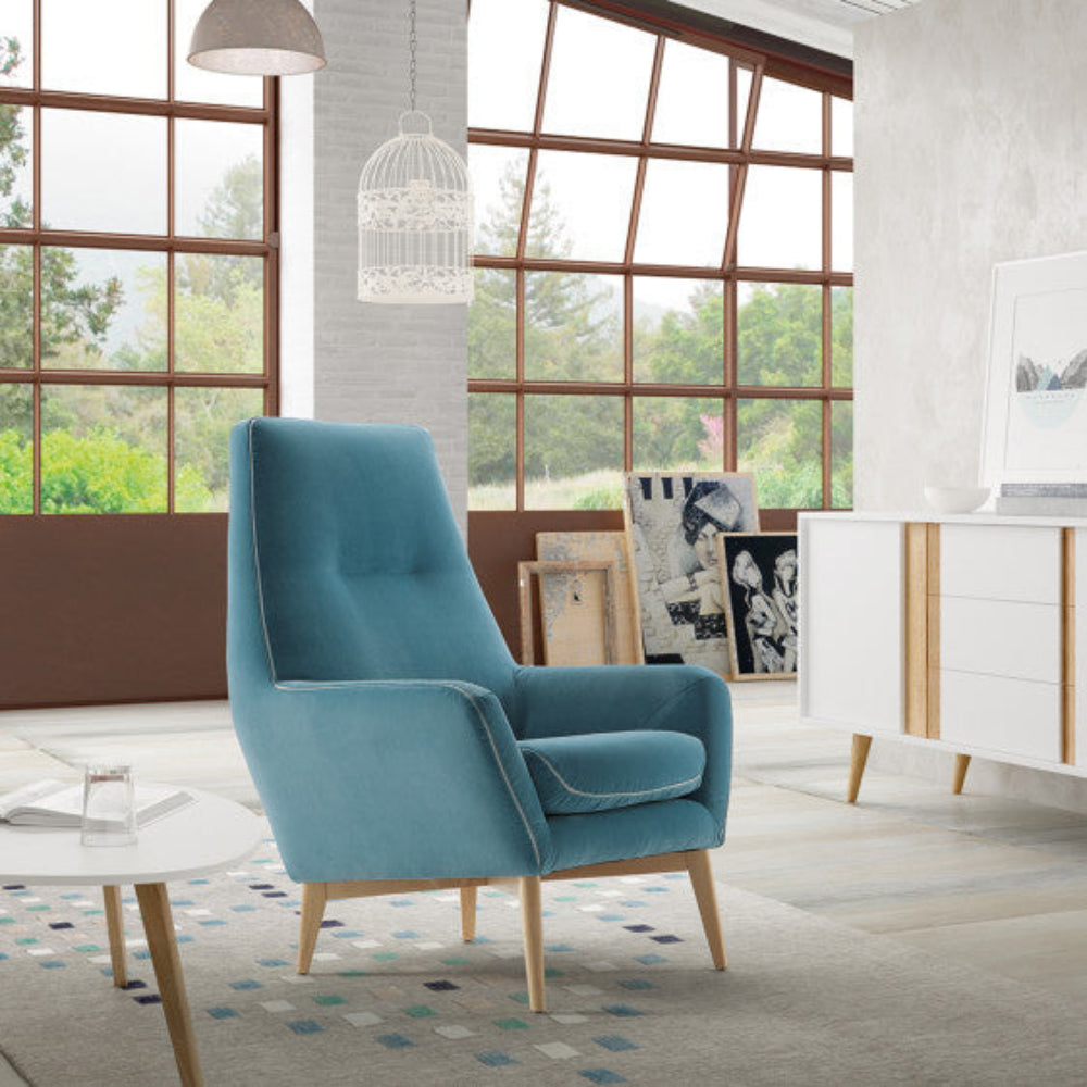 Sillón de diseño modelo NICASSIA en tela Aquaclean