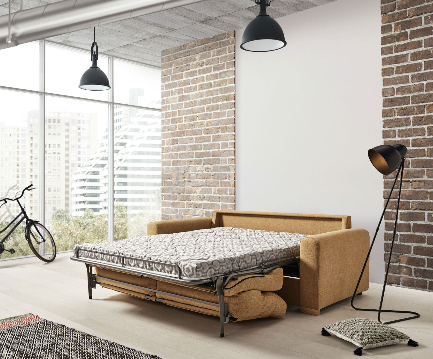 Sofá Cama Sistema Italiano modelo FARO con Brazo 12 cm.