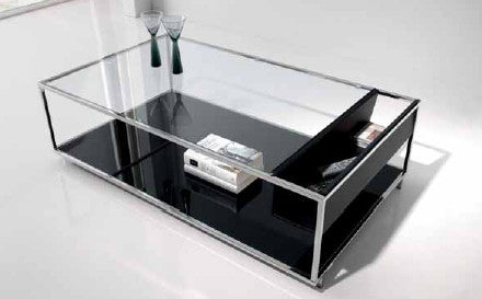 Mesa Acero y Cristal Con Revistero