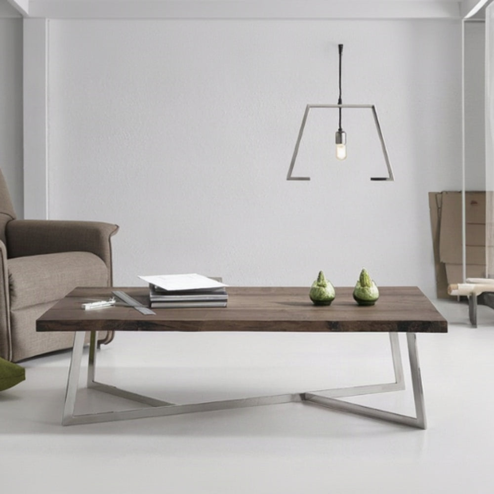 Mesa de centro modelo Ella de acero inoxidable y madera Sidivani