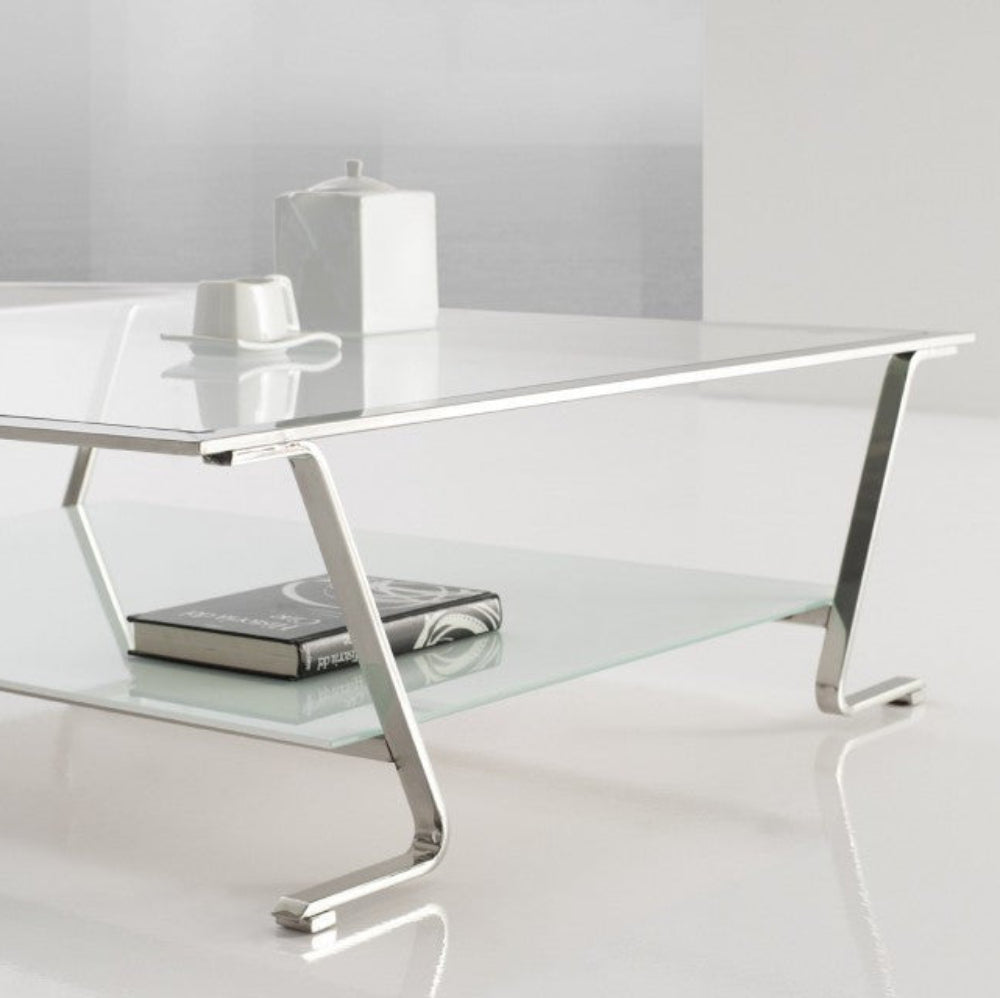Mesa de centro modelo Picasso con base cristal transparente
