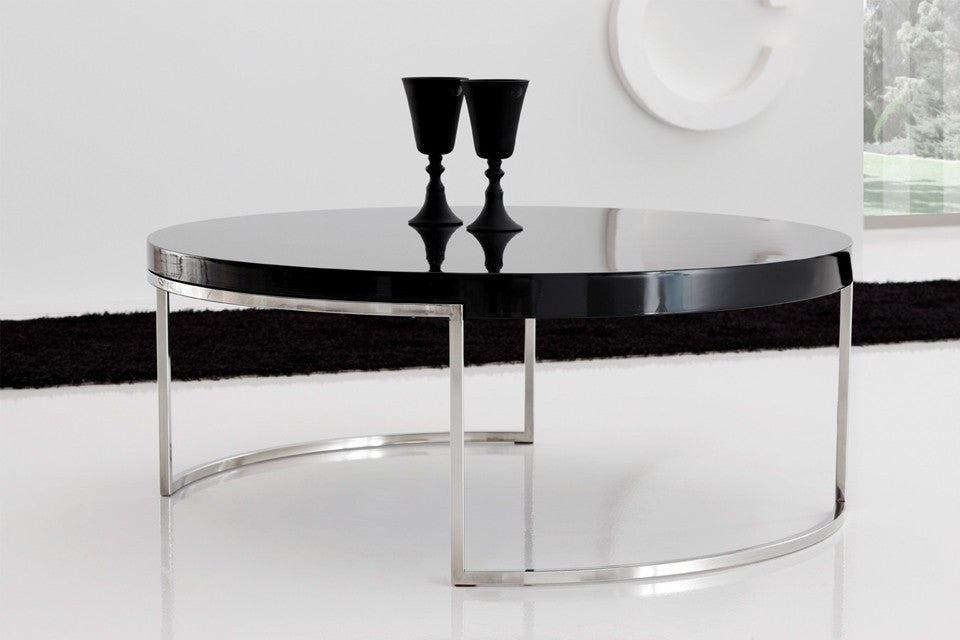 Mesa de Centro Redonda Acero y Cristal