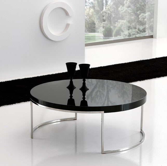 Mesa de Centro Redonda Acero y Cristal