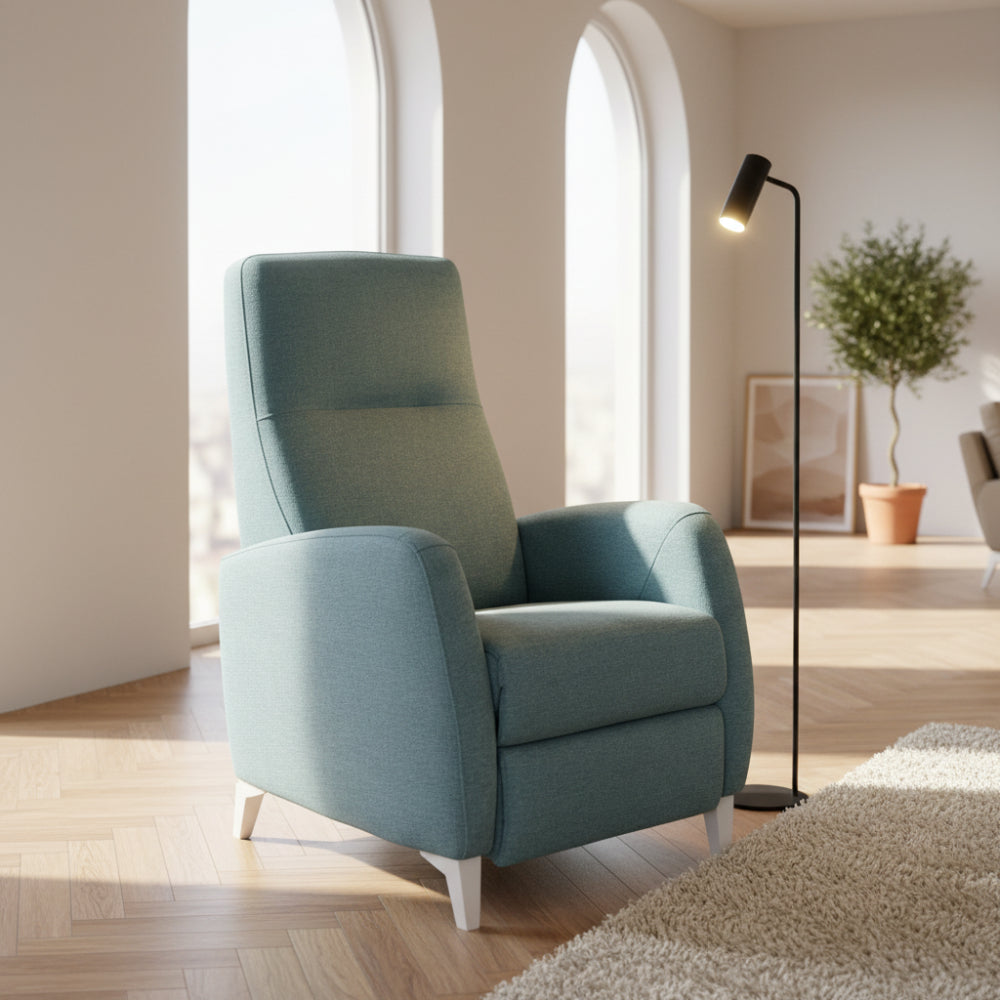 Butaca relax manual pata madera modelo ROCSI Tapizado Tela antimanchas