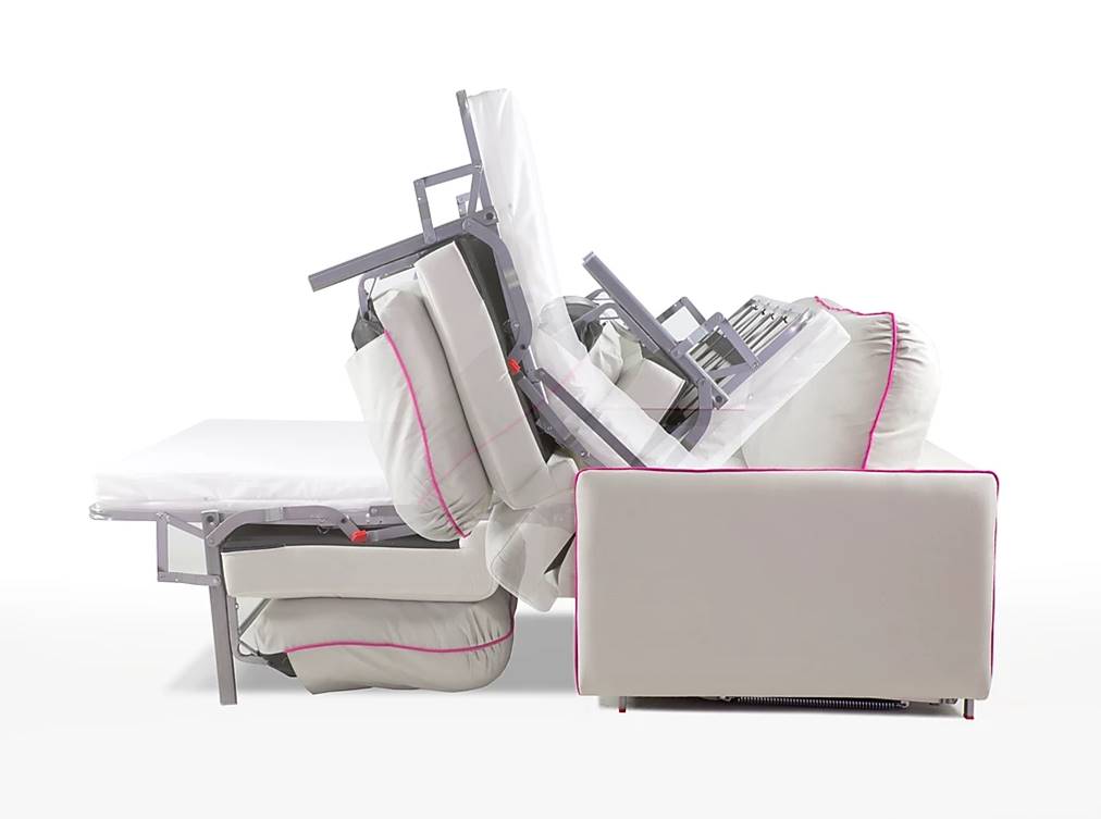 sofa cama blanco con apertura italiana en tela antimanchas aquaclean