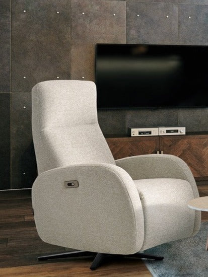 Sillón relax eléctrica giratorio modelo WISCONSIN en Tela Crevin Libra