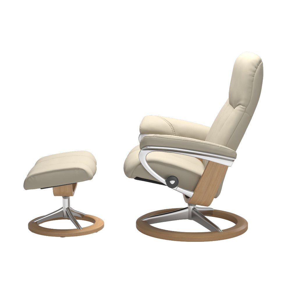 Sillón STRESSLESS modelo CONSUL con pie Signature en piel Batick Cream